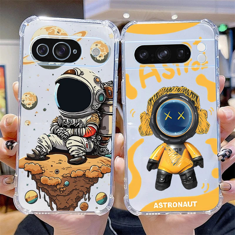 P ixel 8 Pro Lunar Astronaut Transparent Phone Case For Google Pixel 9Pro 9 8Pro 7Pro 9ProXL 6 7A 8A 8 7 6A 6Pro Cover