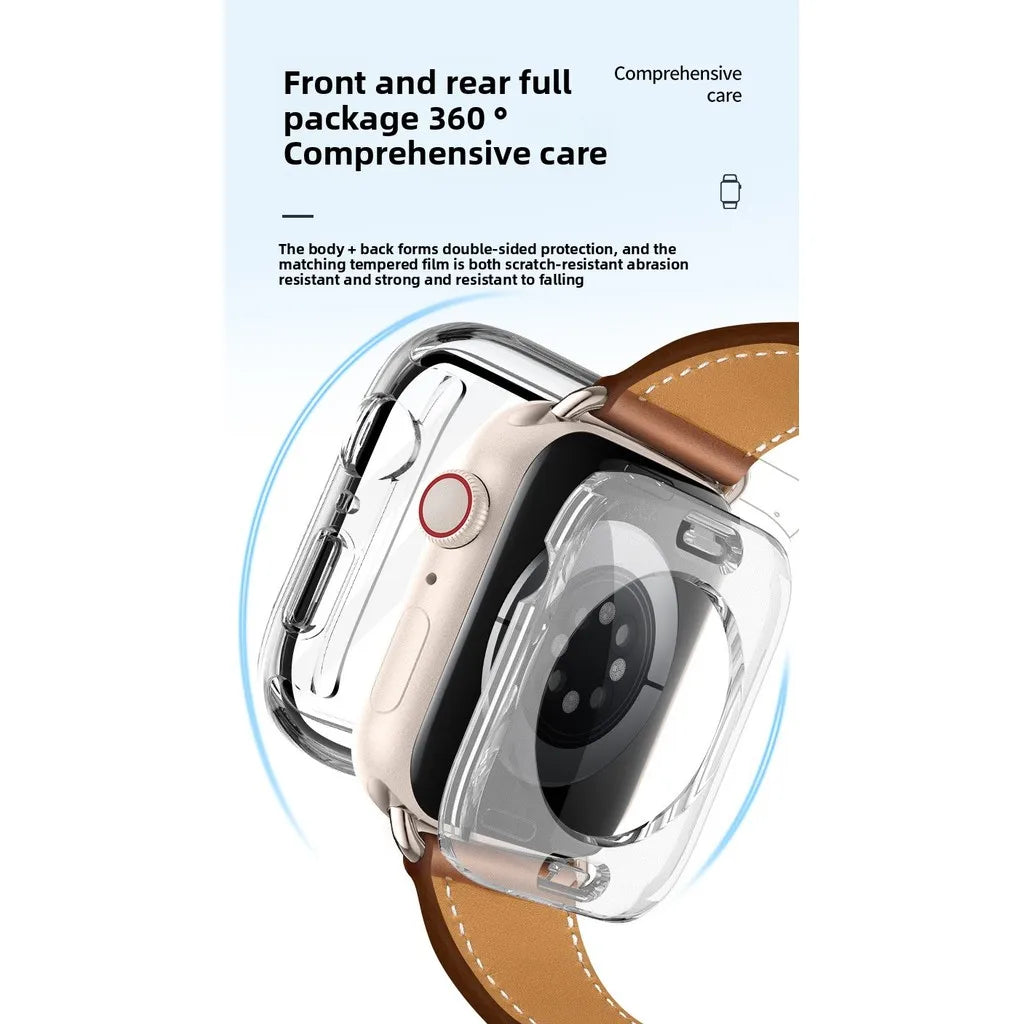 360 Full Waterproof Case Tempered Glass Cover for Apple Watch 49mm 46mm 45mm 44mm IWatch Series 10 9 8 7 4 5 6 Se 41mm 40mm 42mm