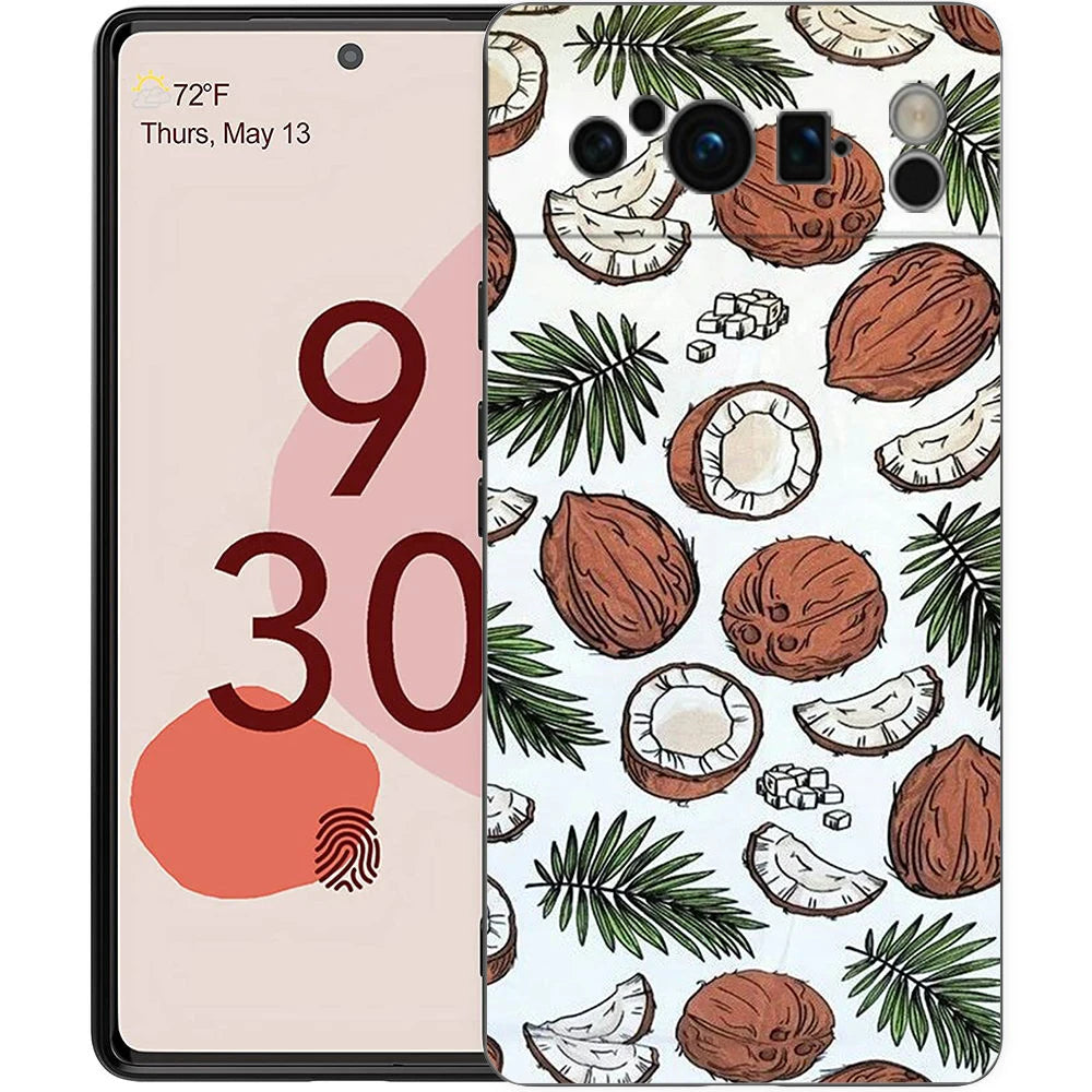 Summer Coconut Phone Case For Google Pixel 10A 10 9 8 7 6 Pro XL 9A 8A 6A 7A 5G Soft Shockproof TPU Black Cover