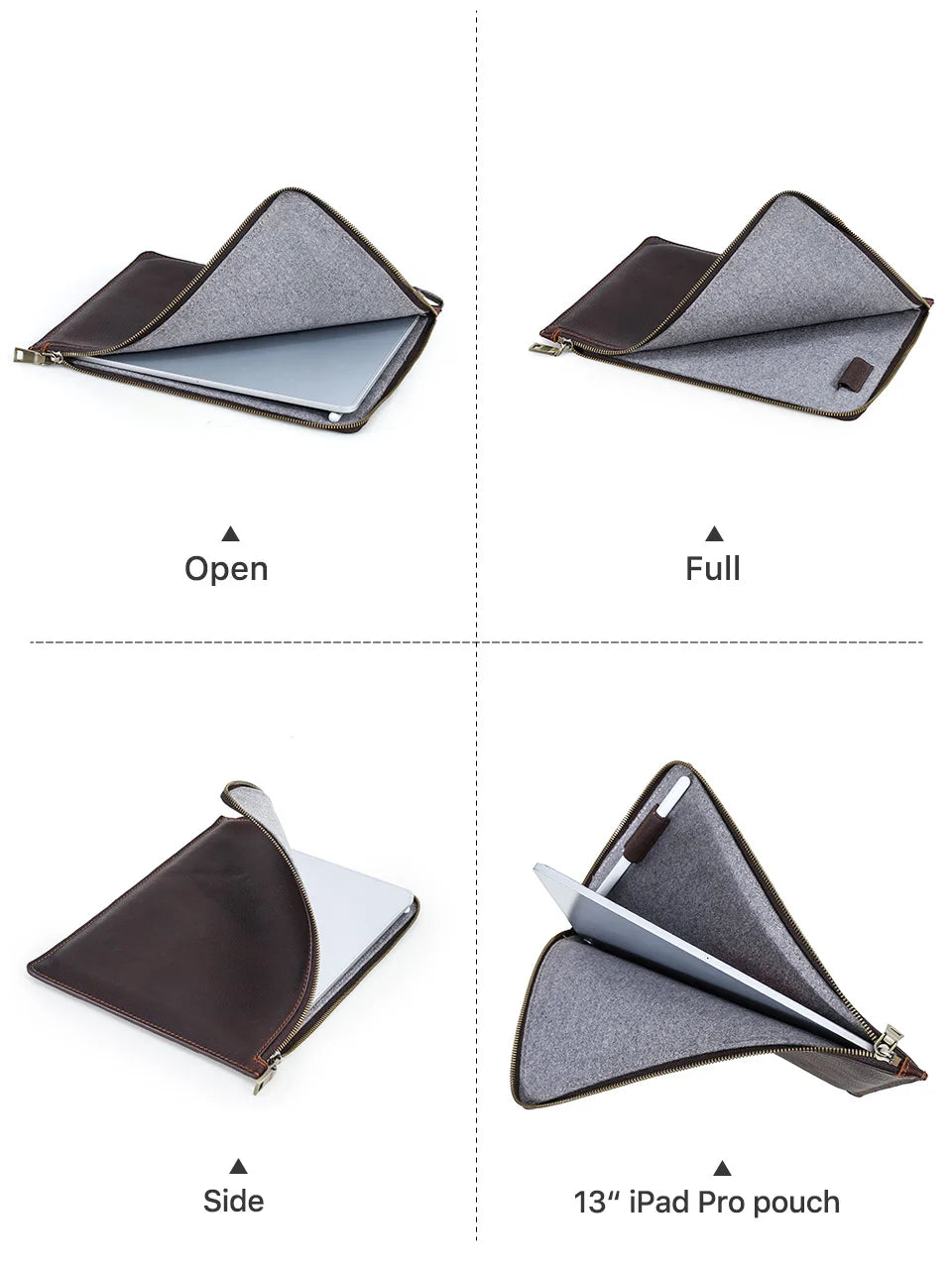Genuine Leather Case for iPad Pro 13 12.9 11 A16 iPad Air 5 Air 4 iPad 8th 9th 10th Gen Tablet Cover for Samsung Huawei Xiaomi