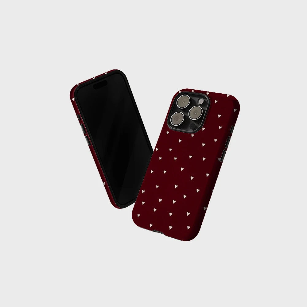 CaseLumi Matte Bumper for Magsafe Case for IPhone 17 16 15 14 Plus 13 Pro Max Shockproof Hard PC Burgundy Hearts Cover