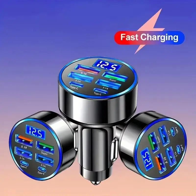 Fast Charging Car Phone Charger Adapter 4 Ports USB Car Charger Type C PD Quick Charge 3.0 Car Charger