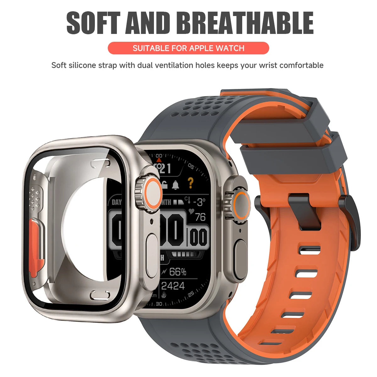 Silicone Band PC Case+Strap Screen Protective Cover for Apple Watch 11 10 9 8 7 6 SE3 46mm 44mm 45mm Change To Ultra 3/2 49mm