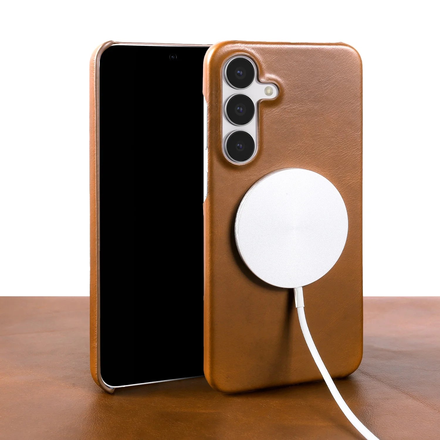 For Magsafe Case For Samsung Galaxy S25FE S26 S24 S23 S22 S21 S20FE Business Genuine Leather Back Cover Magnetic Phone Cases