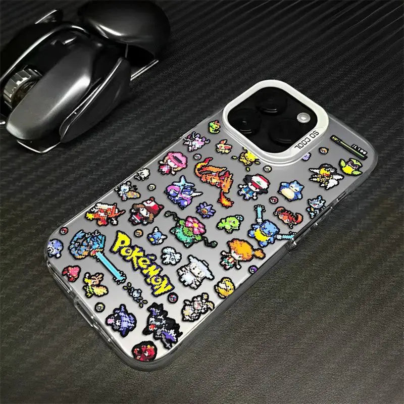 Cute Pixel Style P-Pokemon Pattern Phone Case For iPhone 17 16 15 14 13 12 11ProMax XR XS MAX 78PLUS MINI Y2K Luxury Matte Cover