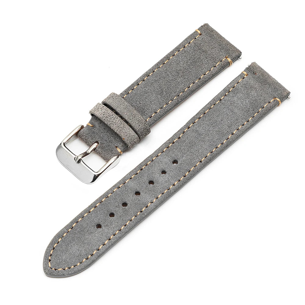 Suede Leather Watch Bands 18mm 20mm 22mm Matte Cowhide Straps For Huawei Watch GT3/GT3 Pro Bracelet Golden Brown Watch Wristband