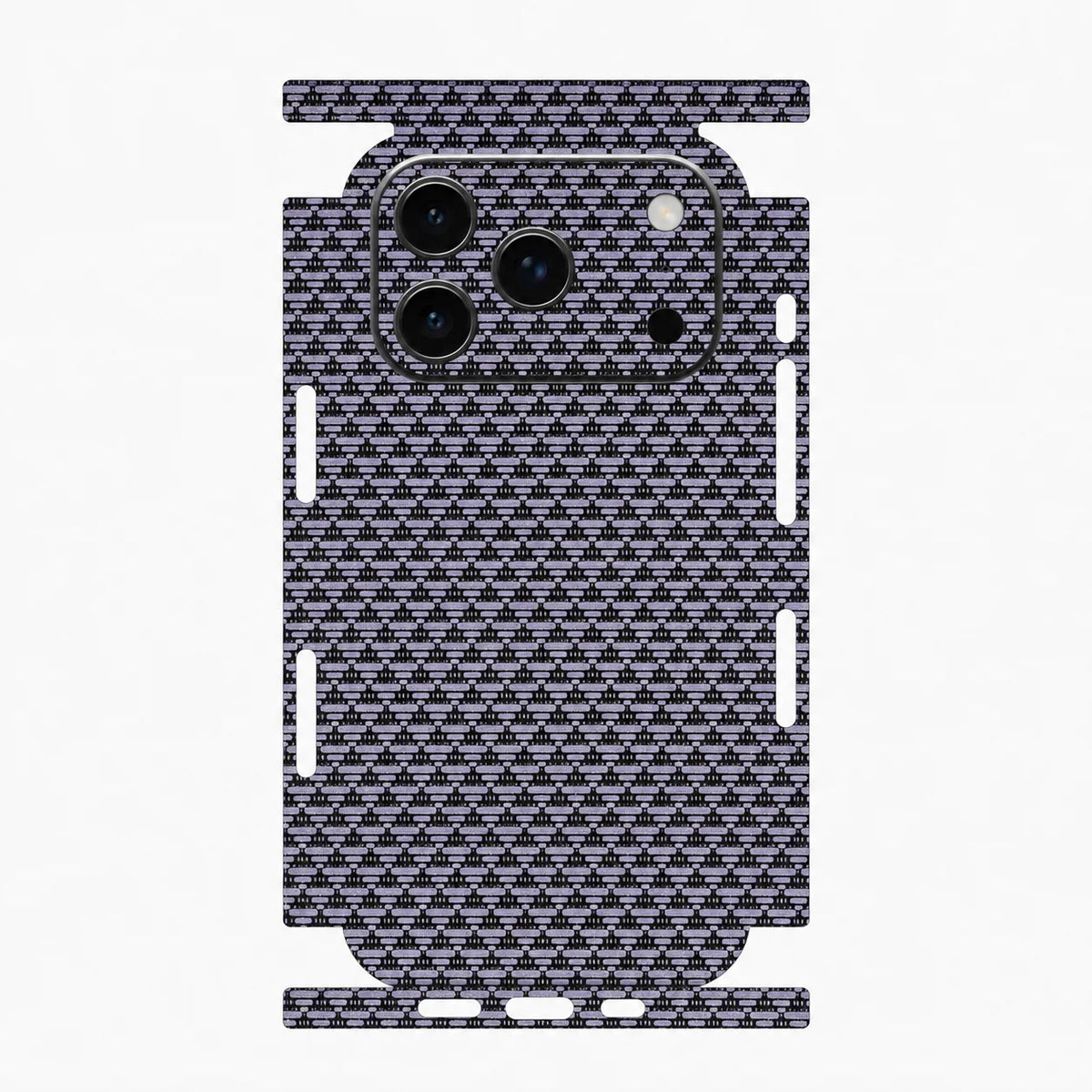 Full Wrap Faux Leather Back Skin for iPhone 17 16 15 14 13 Pro Max Diamond Kevlar Texture Anti Scratch Phone Sticker