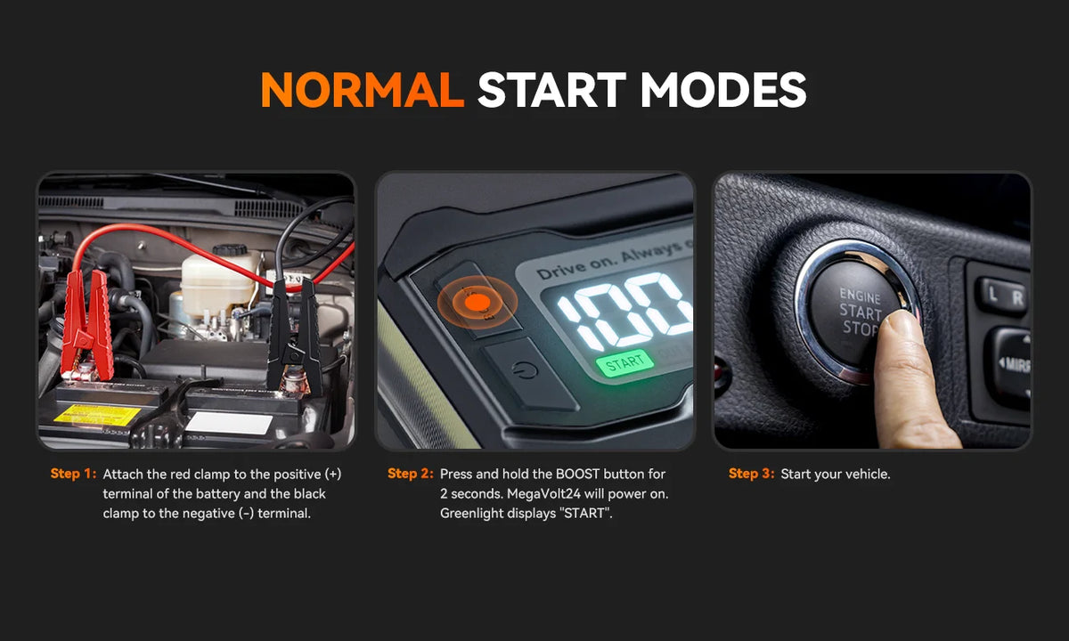 WOLFBOX JS24 4000A Portable Jump Starter Battery Pack Power Bank 24000mAh for 10L Gas 10L Diesel Engine with Booster