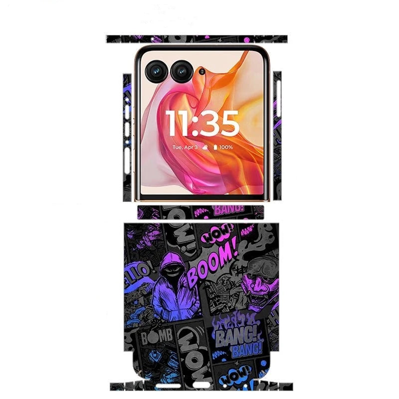 Colorful Anti-Scratch Phone Skin For Motorola Razr 60 50 Ultra Back + Hinge Decal Matte Film For Moto Razr 40 50 Decal Sticker