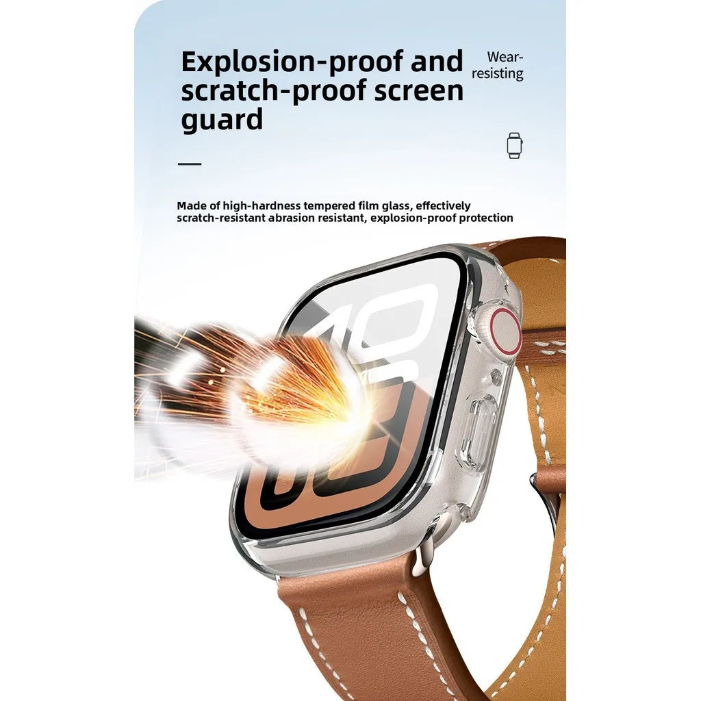 360 Full Waterproof Case Tempered Glass Cover for Apple Watch 49mm 46mm 45mm 44mm IWatch Series 10 9 8 7 4 5 6 Se 41mm 40mm 42mm