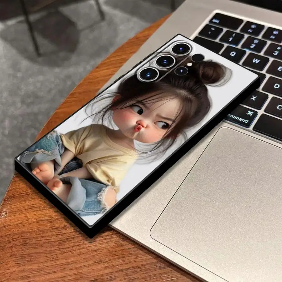 Pouting For Cuteness Girl Case for Samsung Galaxy S26 Ultra S20 FE S21 S22 Note 20 10 S25 Plus S24 S23 Phone Cover