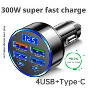 Fast Charging Car Phone Charger Adapter 4 Ports USB Car Charger Type C PD Quick Charge 3.0 Car Charger