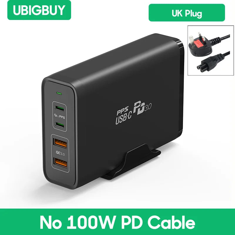 245W USB C Power Adapter 4 Ports GaN Desktop Charging Station PD100W PPS45W Fast Charger for MacBook iPhone 15 Samsung S23 Ultra