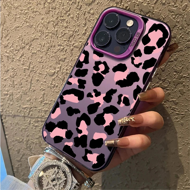 Shining Purple Leopard Print Phone Case For Samsung Galaxy S26 S25 Ultra S24 Plus S23 FE S22 S21 S20 A16 A54 A53 A34 A55 Cover