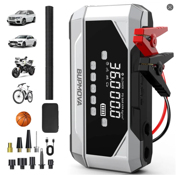 1500A peak Car Jump Starter 26800mAh Power Bank Portable Air Compressor 12V Starting Device for Car Battery Emergency Starter