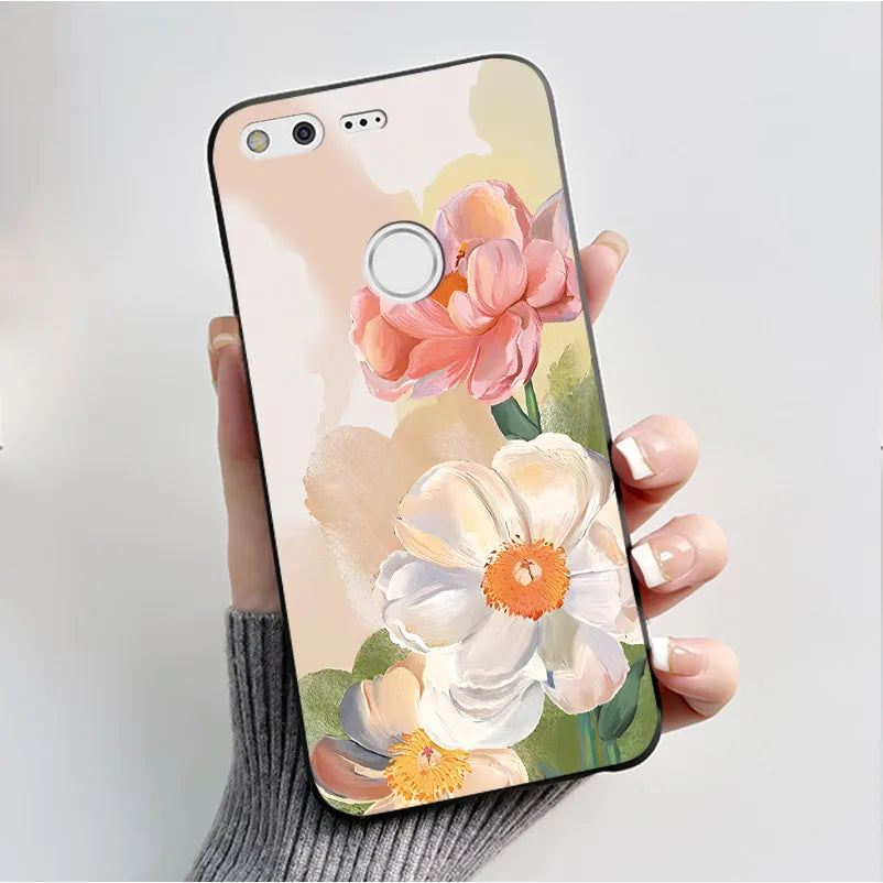 For Google Pixel XL Case Luxury Fashion Butterfly Flowers Black Soft TPU Silicone Back Cover For Google Pixel 1 1XL Phone Cases