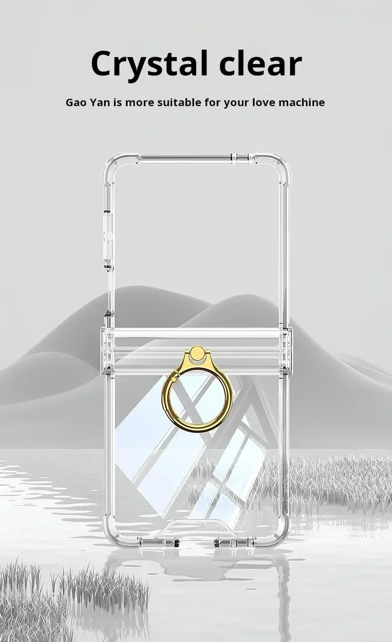 Luxury Ring Holder Airbag Hinge Protection Phone Case For Samsung Galaxy Z Flip 8 6 5 Z Flip7 FE Flip8 Antifall Shockproof Cover