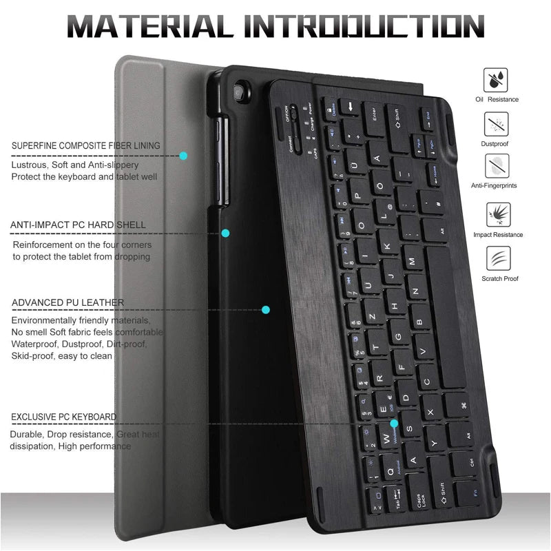 For iPad 12th A19 A16 11th 11 Inch Case with Keyboard,Detachable Wireless Keyboard+Tablet Cover iPad 10th Generation 10.9 Funda
