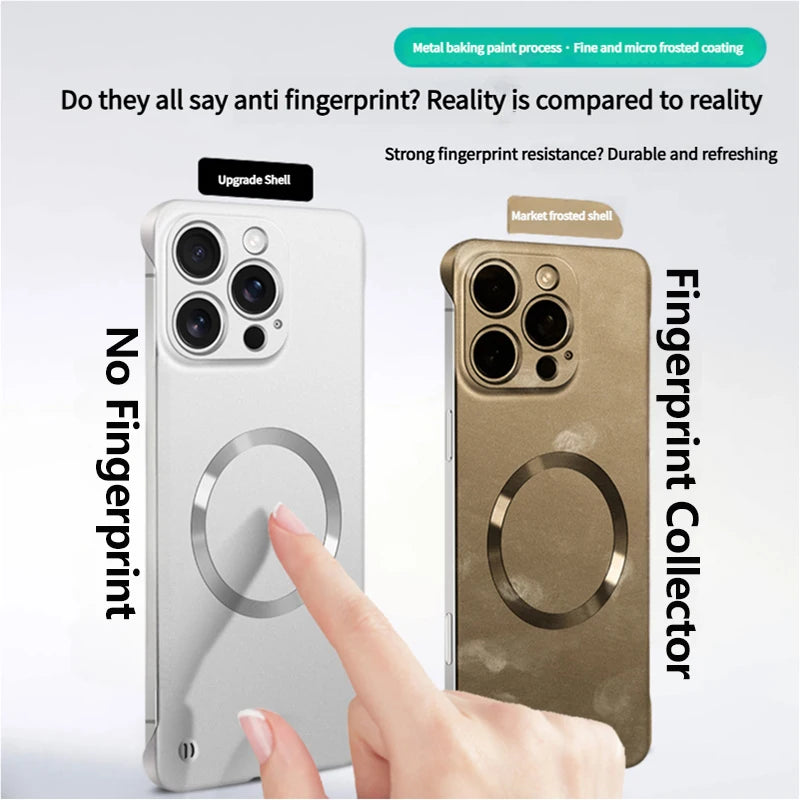 Ultra Thin Metallic Paint Magnetic For Magsafe Case For iPhone 17 Air 16 15 14 13 12 Pro Max Plus Frameless Cooling Hard Cover