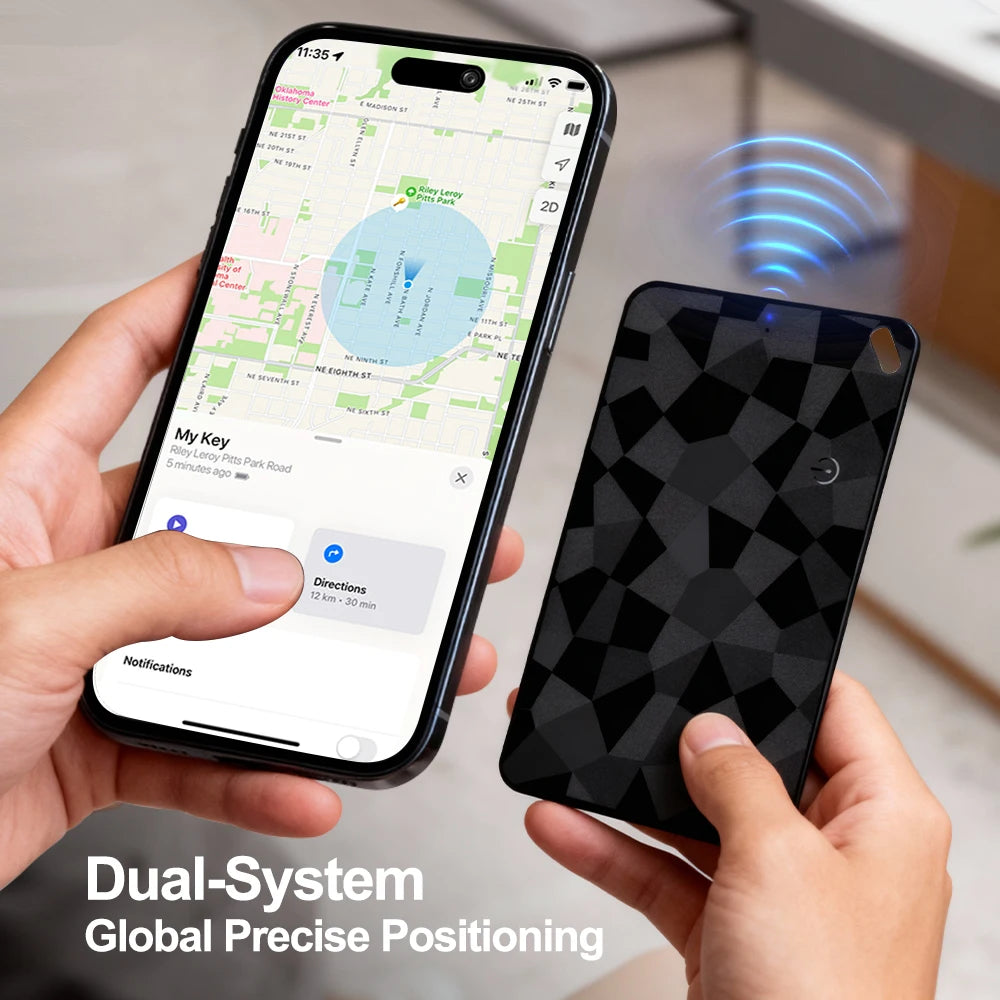 Smart Wallet Tracker Card Rechargeable Dual System Item Finder Tracker Compatible With Apple Find My & Android Google Find Hub