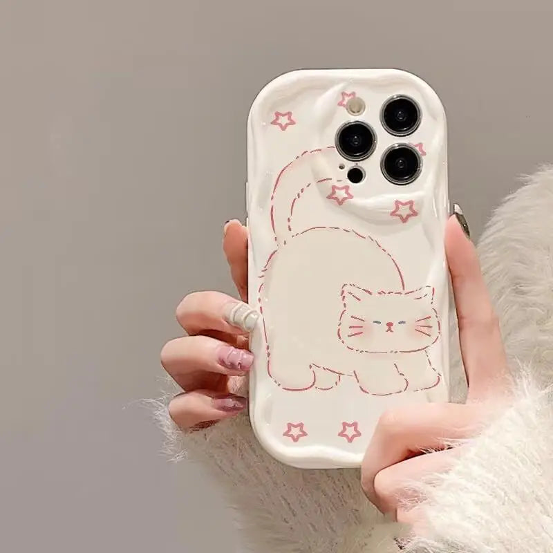 Cute Sweet Bow Bear Case For Samsung Galaxy S25 Ultra S22 S21 S20 Plus S21FE S20FE S25FE A31 Cartoon Silicone Wave Side Cover