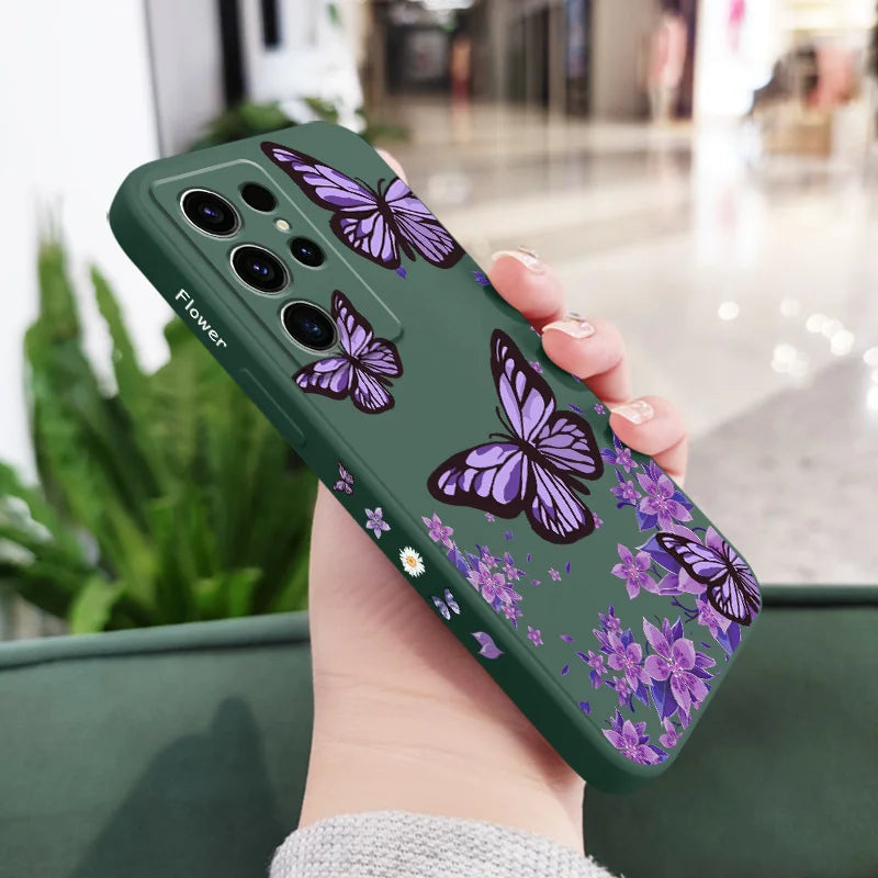 Dreamy Butterfly Phone Case For Samsung Galaxy S25 S24 S23 S22 S21 S20 Ultra FE S10 S10E Plus Note 20 Ultra Silicone Cover