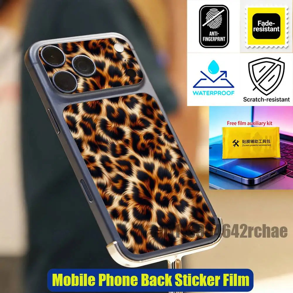 For Leopard print wallpaper Phone Back Film Sticker iPhone 17 Pro Max P PM Decal Skin Wrap Custom Stickers Cover