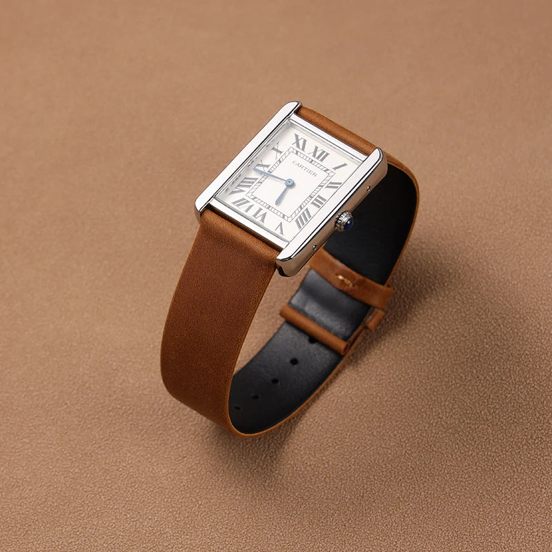 Vintage Handmade Genuine Leather Watchband 18 20 22MM Old Brown Black Soft Men's Watch Strap