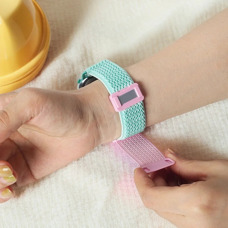 Kids Nylon Elastic Loop Watch Band Compatible with Apple Watch 38/40/41mm 42/44/45mm Magnetic Stretchy Wristband for Girls Boys