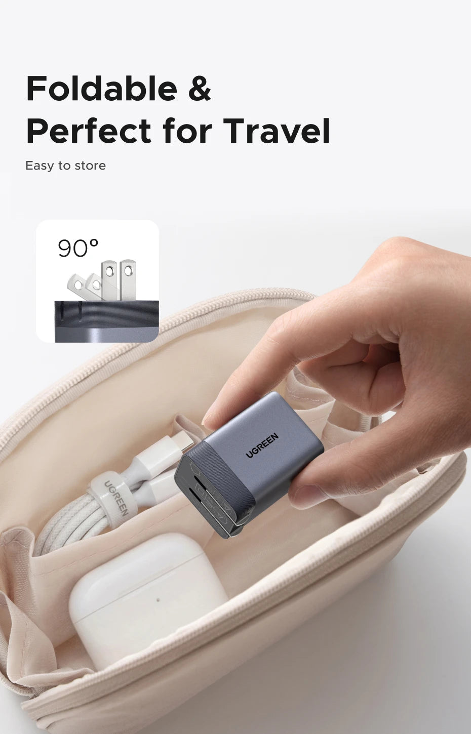 【Ultra Mini-US Plug】UGREEN Nexode Air 100W 65W 45W GaN Charger PD3.0 QC4.0 PPS For Macbook Laptop iPhone 17 16 Samsung S26 iPad
