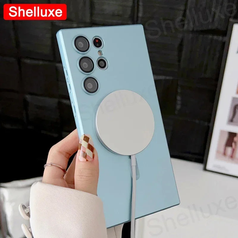 Luxury For Magsafe Magnetic Soft TPU Case Shelluxe For Samsung Galaxy S26 S25 EDGE S24 S23 S22 Ultra S21 Plus S20 FE Phone Cover