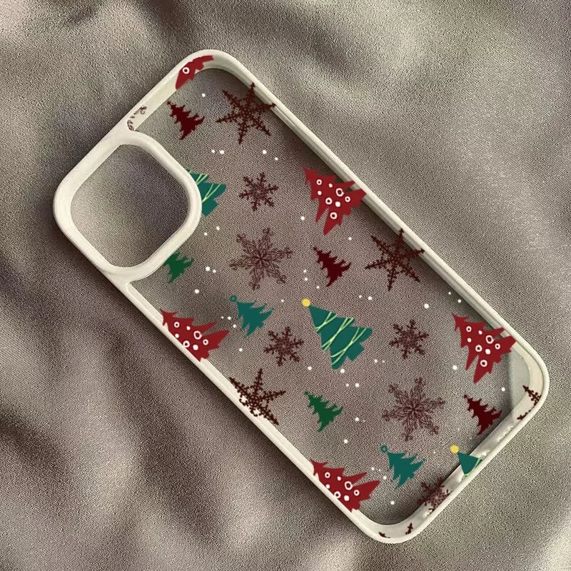 Christmas Tree Snowman Phone Case For iPhone 16 15 Pro Max 14 13 12 11 XR X XS Max 7 8 Plus SE 2020 Shockproof Clear Phone Cover
