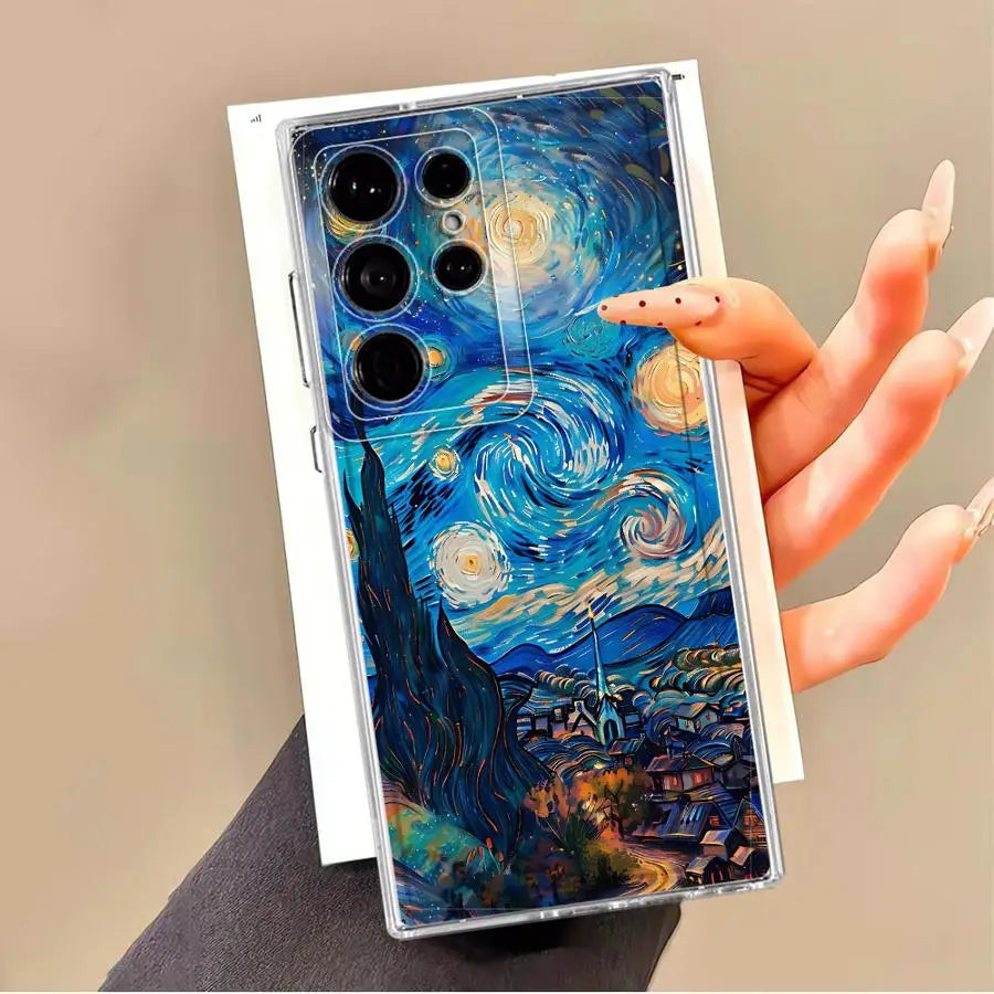 Van Gogh Sunflowers Clear Cover Phone Case for Samsung Galaxy Note 20 Ultra 10 S22 FE S25 Edge S23 Ultra S20 Plus S21 S24