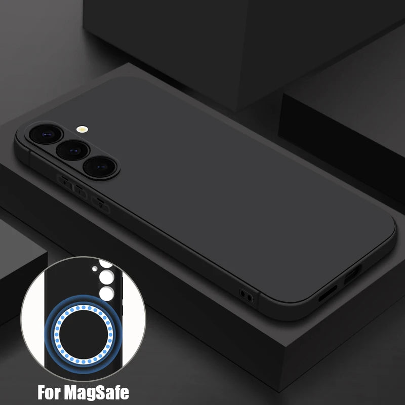 For Samsung Galaxy S26 S24 S23 S22 S21 S25 Ultra Plus S25 S24 S23 FE Case Luxury Magnetic For Magsafe Wireless Charge Soft Cover