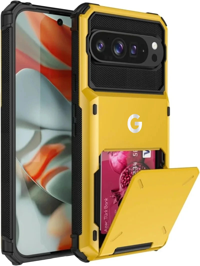 2in1 Heavy Duty Armor Card Holder OTT-BOX Hard Case For Google Pixel 10 9 Pro XL Hidden Flip Slot Defender Shcokproof Back Cover