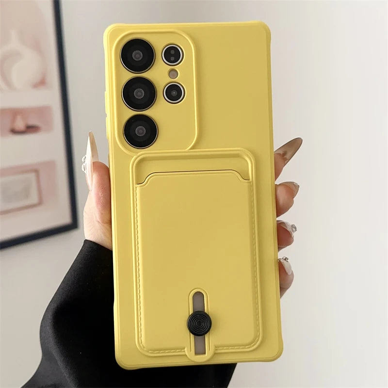 Soft Silicone Case For Samsung S25 S24 S23 S22 S21 Ultra Plus FE Wallet Card Holder Case For Samsung A56 A55 A72 A36 A53 A35 A54