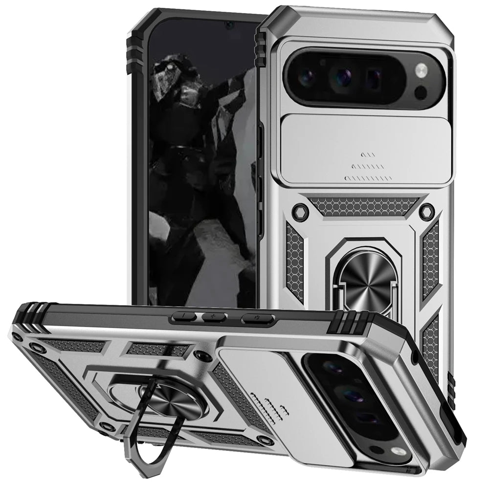 Shockproof Armor Funda For Google Pixel 6 7 8 9 10 Pro XL 10A 5G Slide Lens Protect Case For Pixel 6A 7A 8A 9A Ring Holder Cover