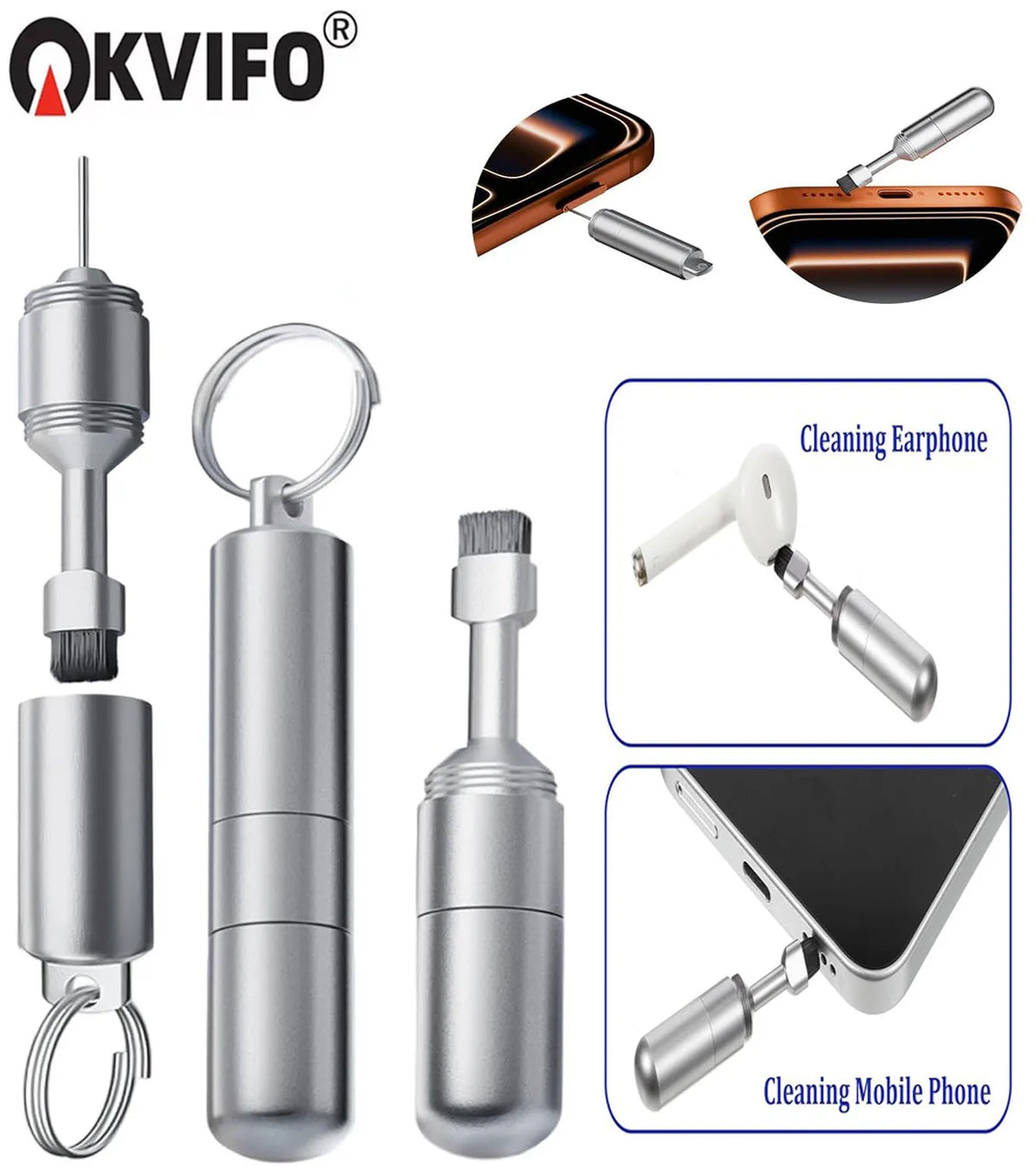 2 in 1 SIM Card Tray Removal Tool Mobile Phone Speaker Charging Port Cleaning for iPhone Samsung Xiaomi Earphones Clean Brush
