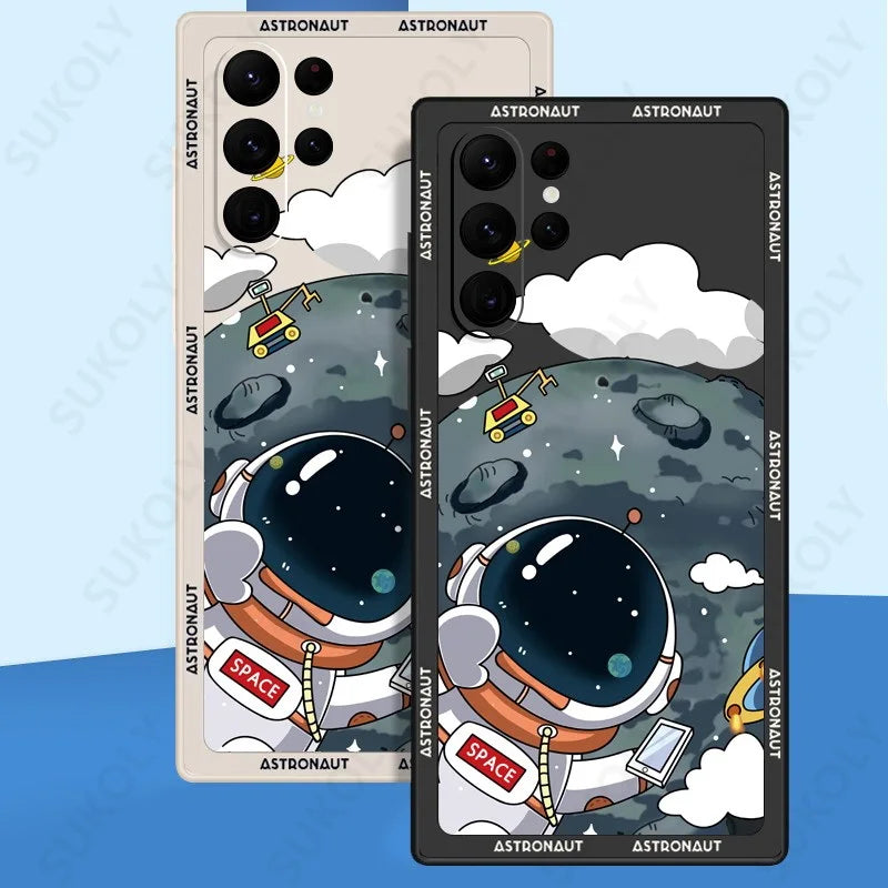 Cute Astronaut Space Case For Samsung Galaxy S26 S25 S23 S24 Ultra S25 FE A57 A37 A17 A16 A56 A36 A55 A54 A26 A15 5G Phone Cover