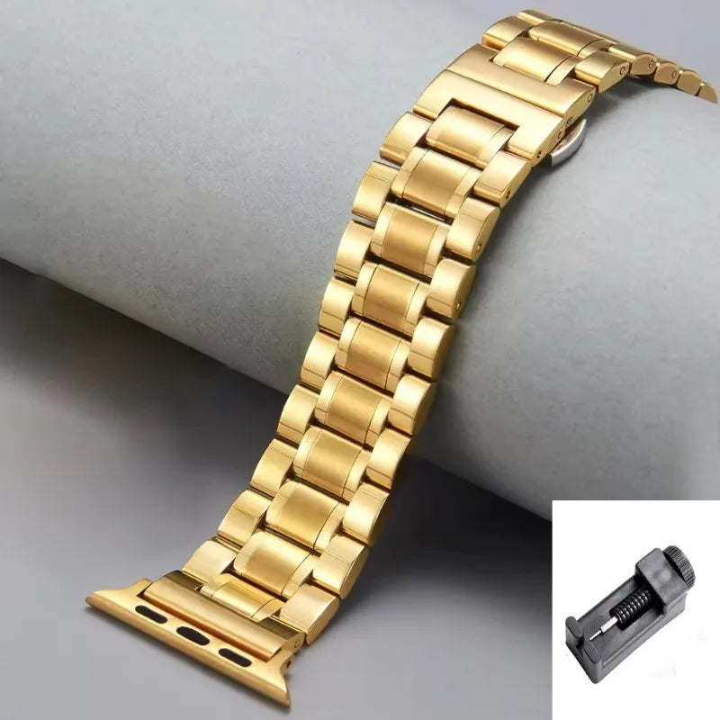 Stainless Steel Strap for Apple Watch Strap Series 10/9/8/7/6/5/4/3/SE Metal Bracelet 49mm 45mm 44mm 42mm 46mm 41mm 40mm 38mm