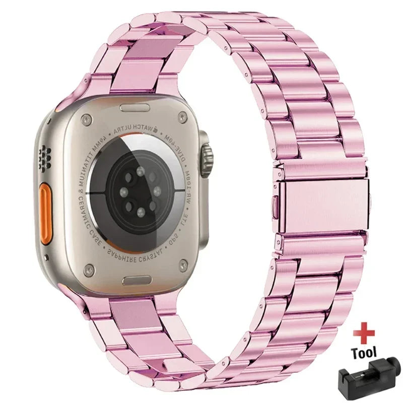 Stainless Steel Straps for Apple Watch Ultra 3/2/1 49mm 45mm 44mm 42mm-40mm-41mm-46mm Metal band series 11 10 9 8 7 6 5 4 3 se3
