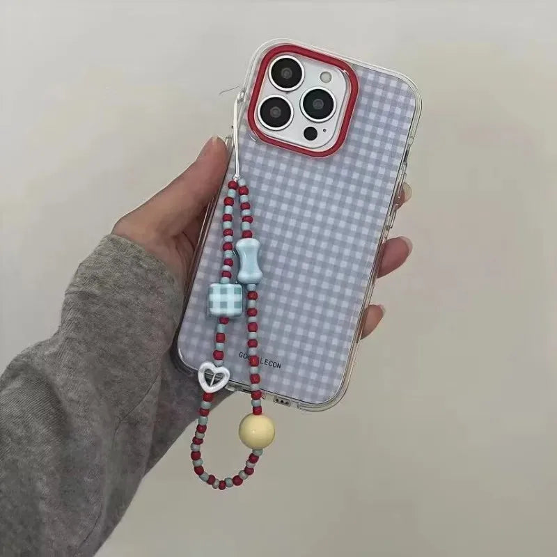 Fashion Blue Checkered Phone Case For Samsung Galaxy S26 S25 S24 S23 S22 S21 S20 FE Note20 Edge Plus Ultra Lite 5G Clear Cover