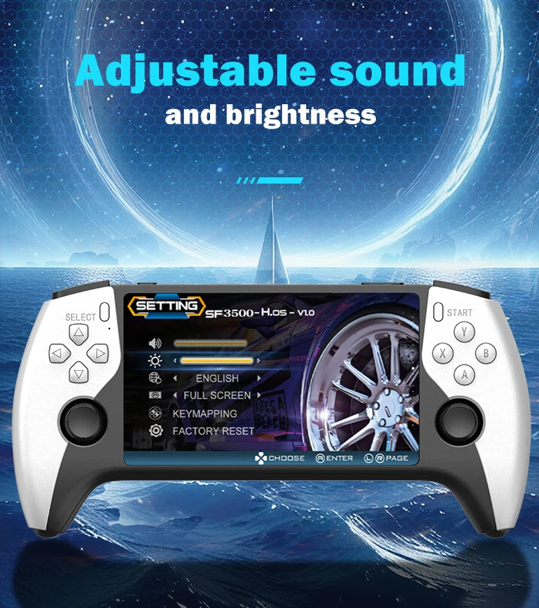 Multifunctional 5 Inch IPS HD Retro Handheld Game Console SF3500 Support Multi-System with FHD Port& Dual Core,256GB Expandable