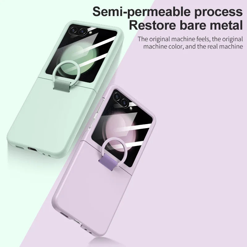 2025 Hot Skin Feel Glass Case for Samsung Galaxy Z Flip 7 FE 6 5 5G Fold business Fashion Cover Anti-knock Cases for Flip5 Flip6