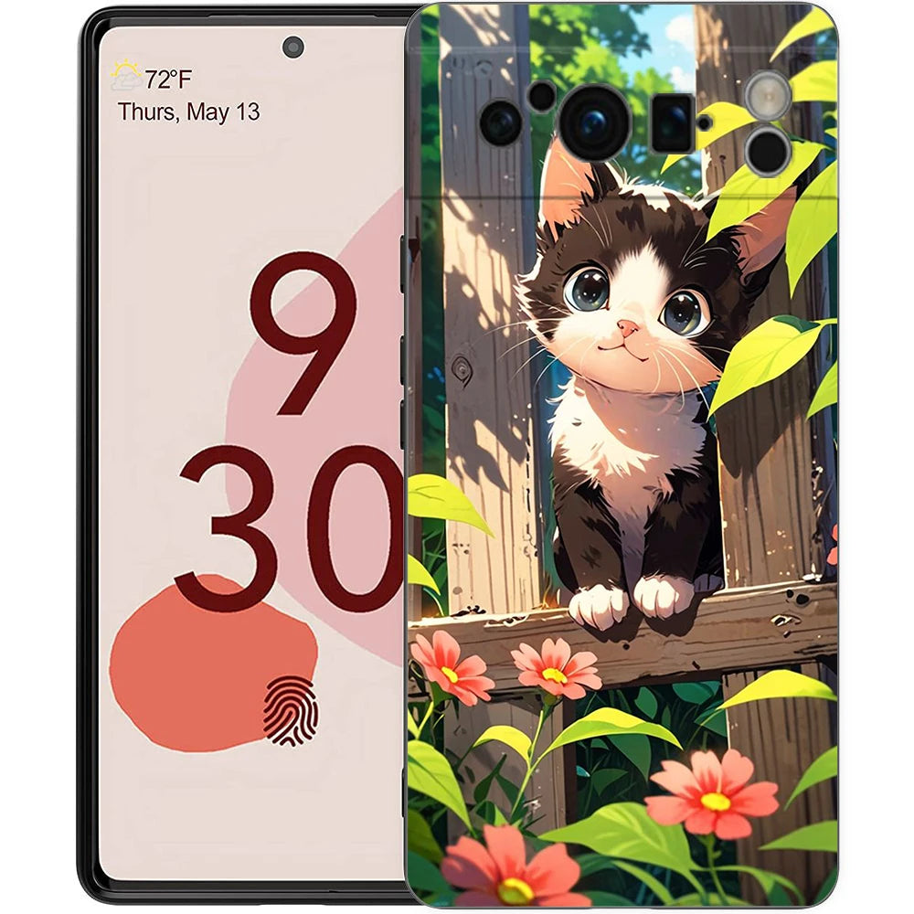 For Google Pixel 10 Pro Phone Case Pixel 9 Pro XL TPU Case Pixel 8 Pro 9A 8A 7A 7 6A 6 Pro Soft Cover Cute Cartoon Cat