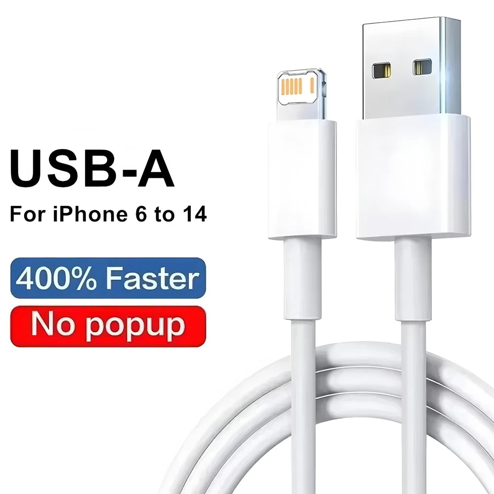 3PCS USB Fast Charging Data Cable For iPhone X XR XS Max 11 12 13 Mini 14 Pro Max 6S 7 8 14 Plus Rapid Charge USB-A Phone Cables