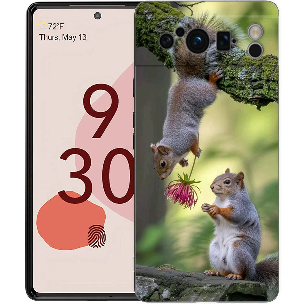 Cartoon Animal Bear Fox Squirrel Phone Case For Google Pixel 10 9 8 7 6 Pro XL 9A 8A 6A 7A 5G Soft Shockproof TPU Black Cover