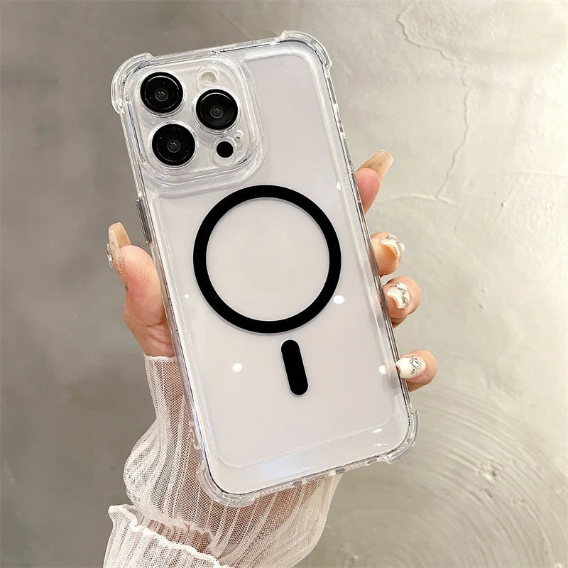 Wireless Charge Case For iPhone 17 16 15 14 13 12 11 Pro Max Magnetic For Magsafe Phone Cases For iPhone Air 15 14 16 Plus Cover