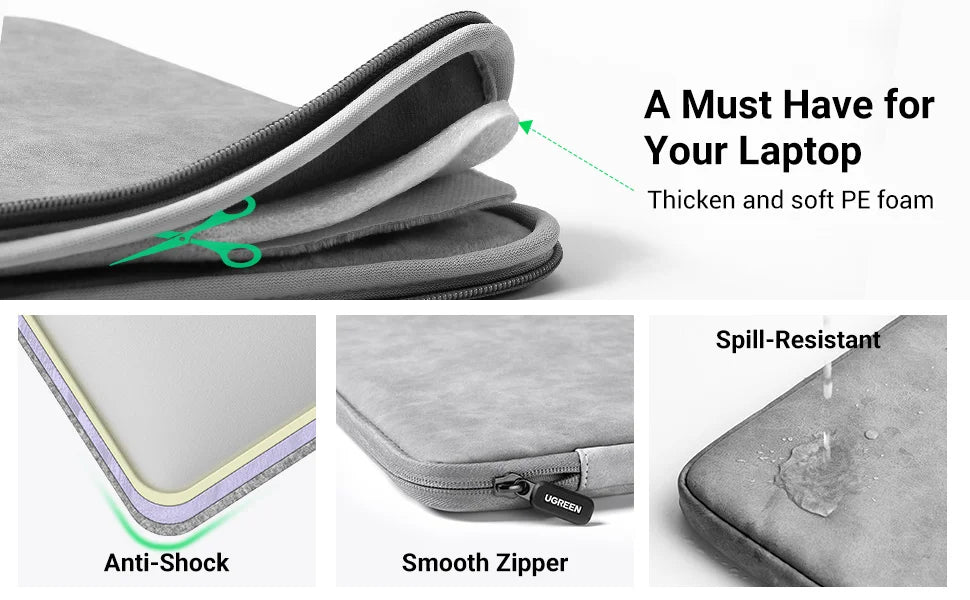 UGREEN  Leather Laptop Bag for Macbook Pro 13 14  Macbook Air Laptop Storage Bag Sleeve Case for iPad Pro Air Notebook Bag