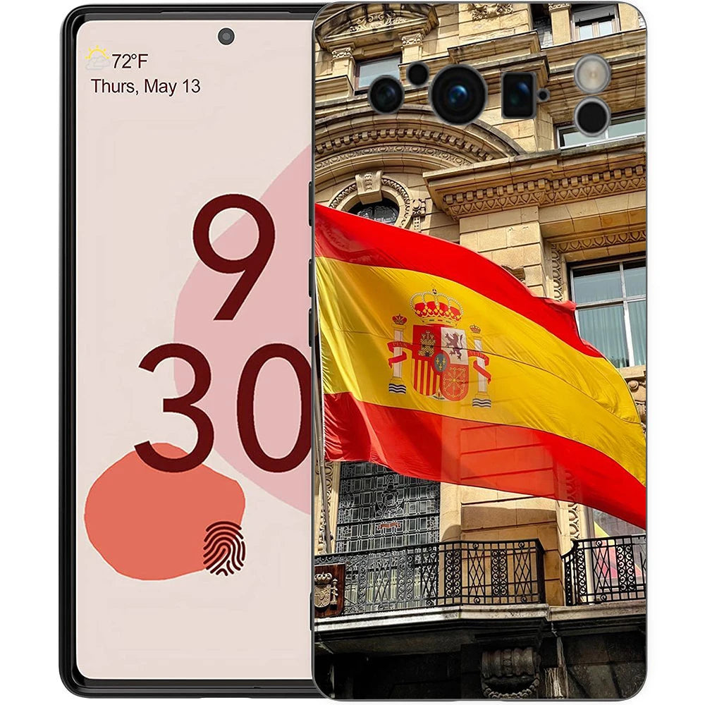 Spain flag Phone Case For Google Pixel 10A 10 9 8 7 6 Pro XL 9A 8A 6A 7A 5G Soft Shockproof TPU Black Cover